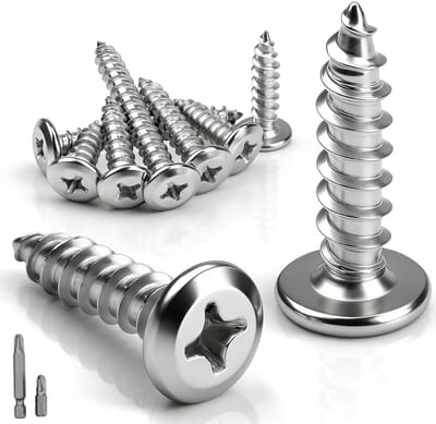RVS Houtschroeven 20 mm - 25 Stuks Platkop Schroeven voor Houtverbindingen, Zelftappende Schroeven met Volledige Draad