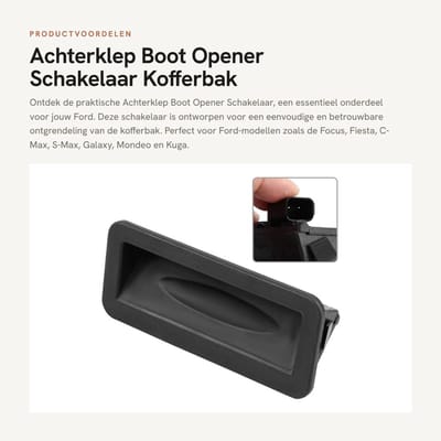 Dailygoods - Achterklep Boot Opener Schakelaar - Kofferbak Ontgrendeling - Betrouwbaar en Duurzaam - Geschikt voor Diverse Ford Modellen