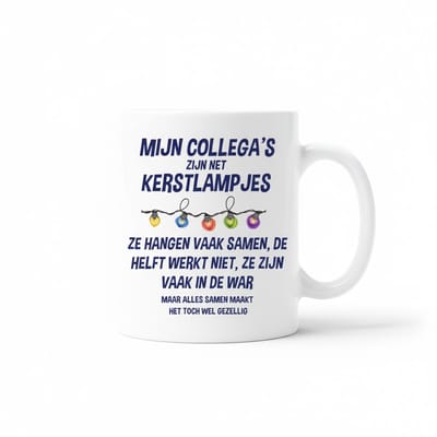Grappige Collega Tekst Mok – Kerstlampjes Kantoor Humor Koffiemok – 330 ml Keramische Mok