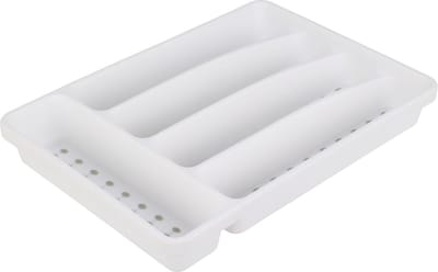 Bestekbak - kunststof - 5-vaks - wit - 33 x 23 x 4 cm - Keuken accessoires