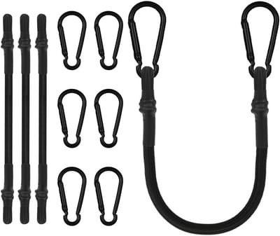 Set van 4 Elastische Touwen met Haken voor Transport, Camping en Luggage - 30 cm Elastisch Rubber voor Koffers en Zeilen