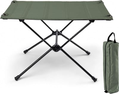 Thijox - Opvouwbare Campingtafel, Inklapbaar, Ultralicht en Draagbaar, 60x40x39,5 cm, 30 kg Draagvermogen, Groen, Voor Outdoor, Wandelen, Tuin, Feest