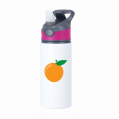 Hacebo® - Sinaasappel waterfles met rietje roze - Fruitschaal - Fruit liefhebbers - Mandarijn - sinaasappels - vrucht - gezond eten - water fles - 650ML