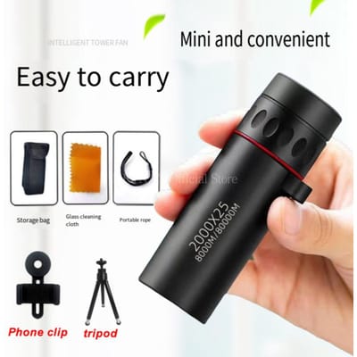 2000x25 HD Professionele Monoculair met Groot Bereik en Mini Draagbare Telescoop voor buiten kamperen en jagen
