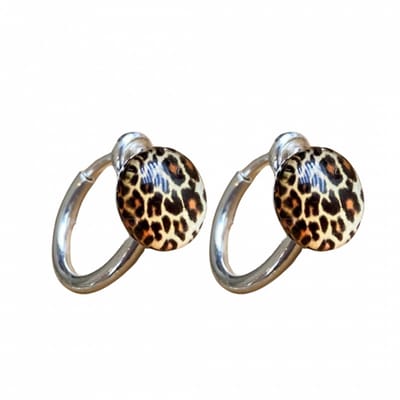 Klem oorbellen -panter- bruin- zilverkleur-geen gaatje-Charme Bijoux