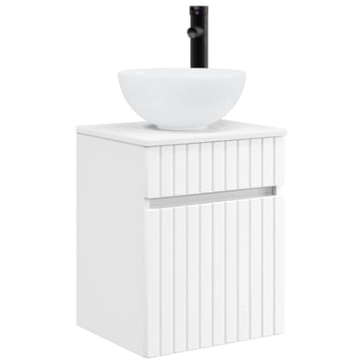 vidaXL - Wandgemonteerde - wastafelmeubel - Wit - 39 - x - 35 - x - 63 - cm - Bewerkt - hout
