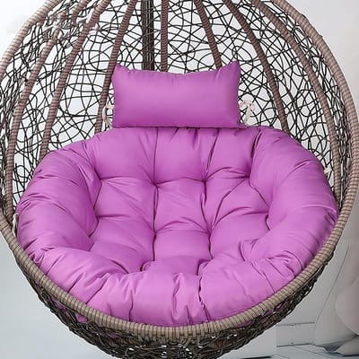 Hangkussen voor buiten - Zitkussen hangstoel - Buiten ontspannen - Verstelbare hoofdsteun - 105 cm diameter - Paars