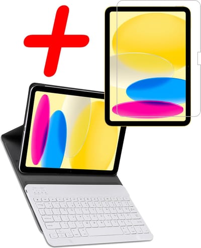 Hoes Geschikt voor Apple iPad 10 (2022) - 10.9 inch - 10e Generatie - Met Screenprotector - Toetsenbord Case - Keyboard Book Cover - Hoesje - Goud