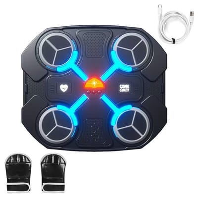 Ynkkvre -Muziekboksmachine met Bokshandschoenen voor Kinderen, Slimme Music Boxing Machine, Muzikale Boksmachine Aan de Muur met Bluetooth en Led-licht, USB-opladen