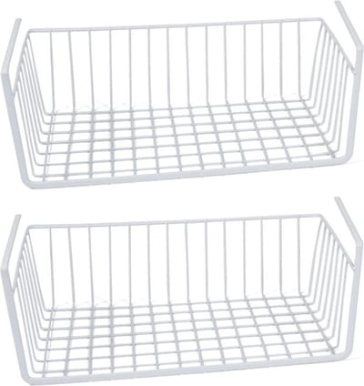 Gerimport Kastmandje - 2x - wit - metaal - 30 x 25 x 14 cm - opberg hangmand