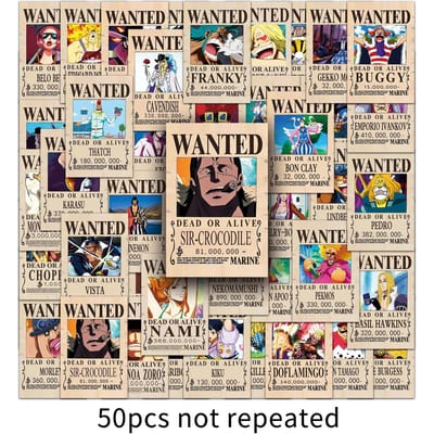 50 One Piece Beloning Gezocht Orde Graffiti Stickers Gepersonaliseerde Japanse Strip Decoratie Waterbeker Mobiele Stickers