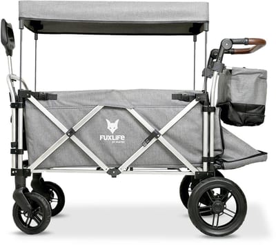 FUXLIFE by FUXTEC CTL950 Bolderkar Premium - Opvouwbaar - Premium Grijs | Met Veiligheidsriemen & Zonnedak - Strandkar & Handkar - Max. 75kg