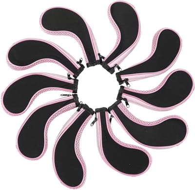 Waterdichte Neopreen Golf Iron Head Covers - 10 Stuks Bescherming voor Golfclubs, Putter en Accessoires (Roze)