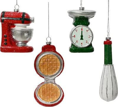 Decoris Kersthanger kunststof keukenhulpjes Mixer, weegschaal, Wafelmaker of Garde