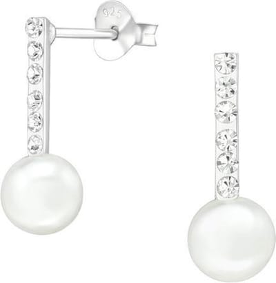 Amanto Oorbellen Erika - 925 Zilver E-Coating - Synth. Parel - 6x16 mm