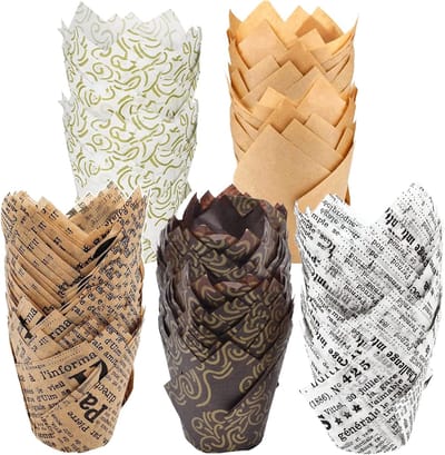 250 Stuks Tulp Vormige Cupcake Bakvormpjes van Papier voor Feestjes en Gebak