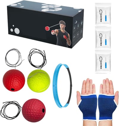 Boksreflexbal Hoofdband - Trainingsbal Set - Verbeter Reflexen - Voor Alle Niveaus - 6 cm Diameter - Meerdere Kleuren