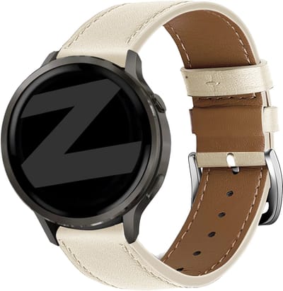 Bandz Leren bandje 'Deluxe' 20mm geschikt voor Garmin Vivoactive 6 / 5 / 3 / Vivomove / 3 / HR / Style / Luxe / Sport / Trend / Forerunner 645 / 570 / 245 / 170 / 165 / 70 / 55 / Venu / SQ / SQ2 / 2 Plus / Approach S12 / S40 / S42 / S44 - Beige