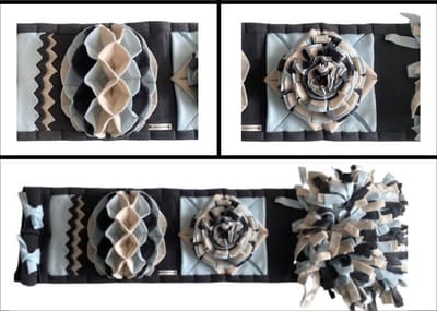 Snuffelmat voor honden en katten. Snuffelmat maat M in de kleuren antraciet, lichtblauw, beige. Hersenwerk voor huisdieren. MadeByShuko. Snuffelkleed-Voerkleed-Hondenpuzzel-Voerpuzzel-Slowfeeder-Intelligentie speelgoed hond/kat