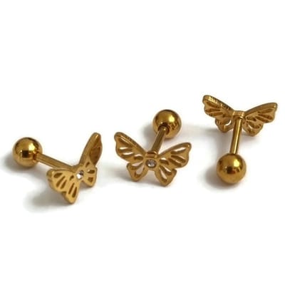 Aramat Jewels | Piercings | Helixpiercing met Vlinder - Transparante Zirkonia | | | |8mm | Staal | Volwassenen | Verkleurd niet
