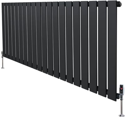 1-kolom design radiator - 600x1400 mm - grijs - thermostaatkraan