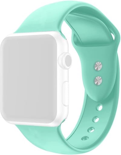 By Qubix - Geschikt voor Apple Watch bandje - Siliconen sportbandje - Mint Groen - Dubbele druksluiting - Geschikt voor Apple Watch 44mm / 45mm / 46mm / 49mm (Ultra 1,2 en 3) - siliconen sport bandje - smartwatchbandje