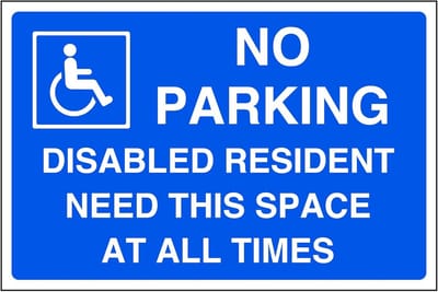 Parkeerverbod Bord Voor Personenauto's Zonder Handicap Parkeervergunning - 300x200mm
