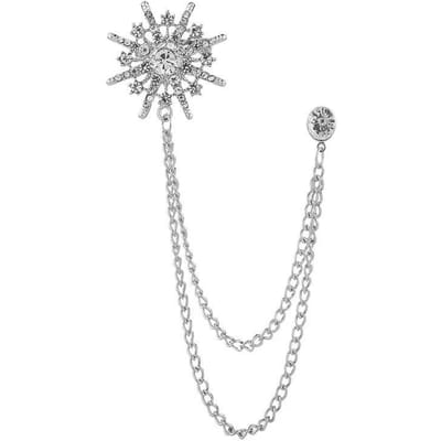Koreaanse High-end Strass Ster Broche Kristal Kwastje Ketting Corsage Pak Jas Badge Revers Pin voor Mannen Vrouwen Kleding Accessoires zilver
