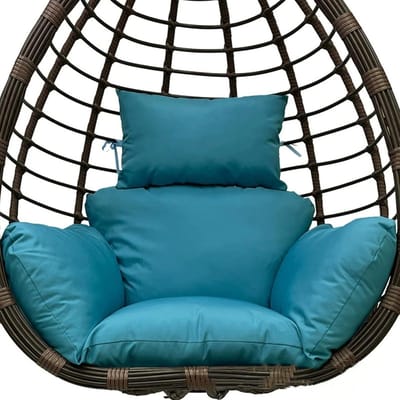 Hangstoel Kussen - Zitkussen Hoofdsteun - Buiten Ontspannen - Waterbestendig & Wasbaar - 53x38 cm - Peacock Blue