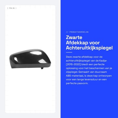 Dailygoods- Achteruitkijkspiegel Afdekkap - Zwarte ABS Behuizing - Geschikt voor Kadjar 2015-2022 - Eenvoudige Installatie - Directe Vervanging - Perfecte Pasvorm - Spiegeldop
