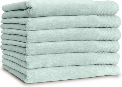 LINNICK Diamond Velours Handdoeken Set - Set van 6 - Handdoek 60x110cm - 550 gr/m2 - 100% Katoen - Soft Green