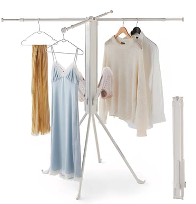 SHANNA Metalen Wasrek Inklapbaar - Staand Droogrek 132cm - Draagbaar opvouwbaar droogrek - In hoogte verstelbaar - Buiten & Binnen bruikbaar
