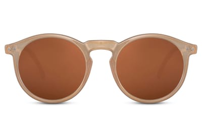 6167 Solo-Solis Ronde Zonnebril | Bruine Lens | Beige Montuur | Carnavalsbril | Zonnebril Dames & Heren |Festival & Rave Bril | Retro & Trendy | Fashion Eyewear | Party & Outdoor Bril | UV400 | Inclusief Brillen Sleeve & Brillendoek