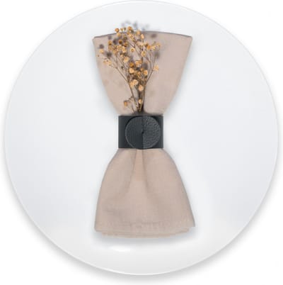 Skinnatur Servetringen Set van 12 – Donkergrijs (Tornado) – Ø 4 cm – Gerecycleerd Leer – Servethouders voor Tafeldecoratie