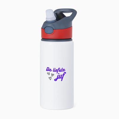 Hacebo® - de liefste juf waterfles met rietje rood - Juf - voor de liefste juf - juf - verjaardagscadeau - verjaardag - cadeau - afscheidscadeau - geschenk - leuke cadeau - kado - gift - juffendag - water fles - 650ML