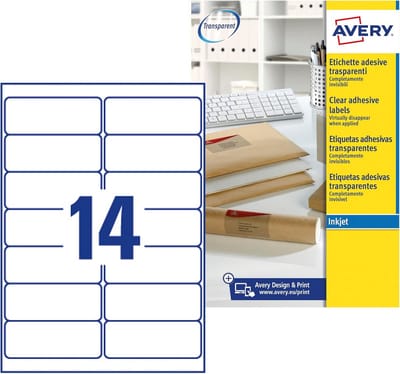 Transparante etiketten 99,1 x 38,1 mm voor inkjetprinter