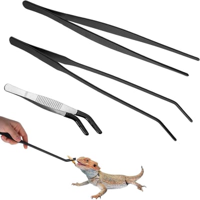 Pincetten Set - Voedings Tongs - Aquarium Onderhoud - Roestvrij Staal - 3 Stuks 27cm - Zwart