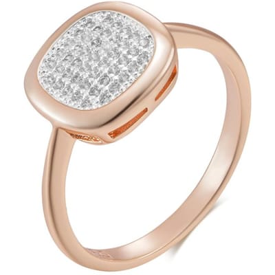 Bagues Carrées en Zirconium Entièrement Naturel de Luxe pour Femmes Couleur Or Rose Mélange de Sertis Bijoux Fins Quotidien Mariée Mariage 10 white