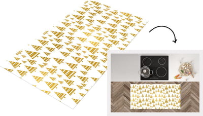 Keukenloper - Loper keuken - Kerstmis - Kerstbomen - Goud - Patronen - 120x60 cm - Keukenloper vinyl