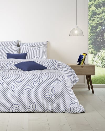 Mistral Home - DEKBEDOVERTREK - katoen renforcé - 140 x 200 cm + 65 x 65 cm - eenpersoons - geometrisch - wit