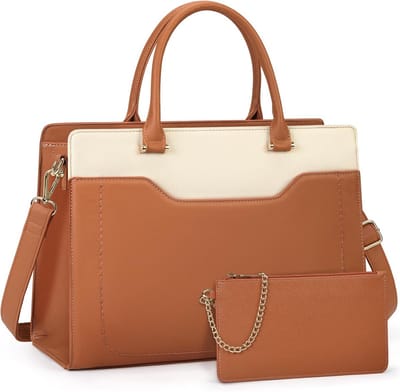 Leren Shopper Tas Dames Groot XL Voor 15.6 Inch Laptop Waterdicht Werktas Inclusief Portemonnee