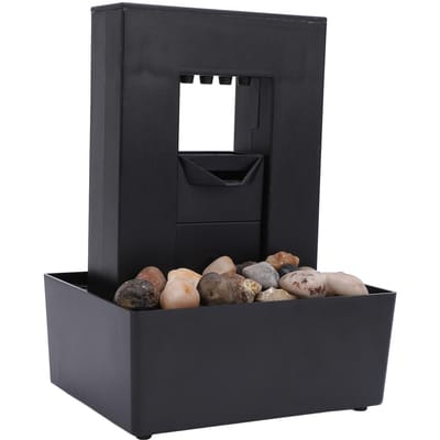 Decoratieve Binnenfontein Plastic Klein LED Licht Borrelende Waterfontein voor Thuis en Kantoor black