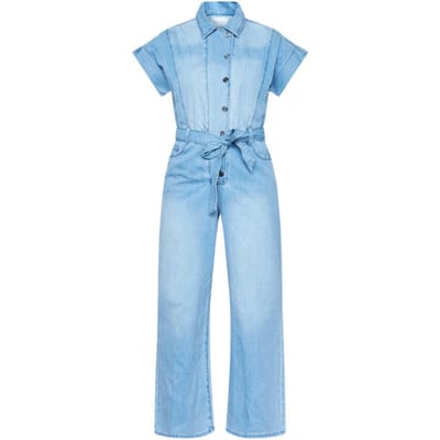 SisterS point blauwe dames broek   Punt kraag   Bleached wash wassing   Regular fit   5-Pocket zakken   Drukknoopsluiting   Korte mouw Blauw XS