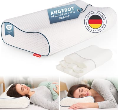 Blumtal Orthopedisch Neksteunkussen van Traagschuim - Ergonomisch Kussen met Individuele Hoogteverstelling - Anti-Snurkkussen voor Zijslapers, Buikslapers en Rugslapers