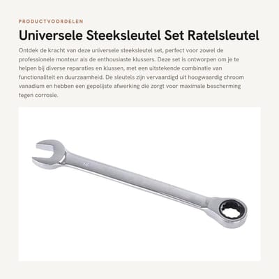 Dailygoods- Steeksleutelset 20mm - Professioneel - Chrome Vanadium - Schokbestendig - Duurzaam - Antislip - Verstelbare Hoofd. - Steeksleutel