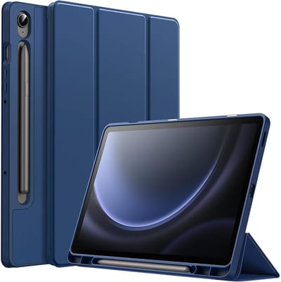 CaseMania Bookcase hoesje geschikt voor Samsung Galaxy Tab S10 Lite - Effen Donkerblauw - Kunstleer