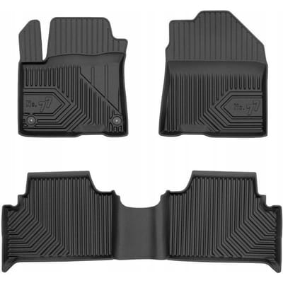 Frogum No.77 Luxe Rubberen Automatten Set - Geschikt voor HYUNDAI KONA ELECTRIC (2018-2023) - 3-delig - Perfecte Pasvorm - Geurloos TPE - 4 cm Hoge Rand - Zwart