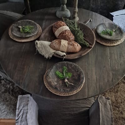 AURA PEEPERKORN/ronde eettafel 115 cm/ teakhout/eettafel/diameter 115 cm