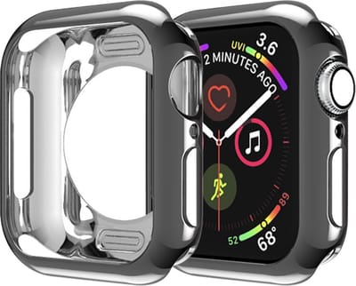 By Qubix - Siliconen case 42mm - Zwart - Geschikt voor Apple Watch 42mm (series 1 t/m 3) hoesje - screenprotector - Bescherming iWatch - Bescherm hoesje