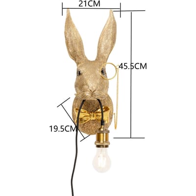 KARE wandlamp Animal Rabbit, goud, kunststof, E27